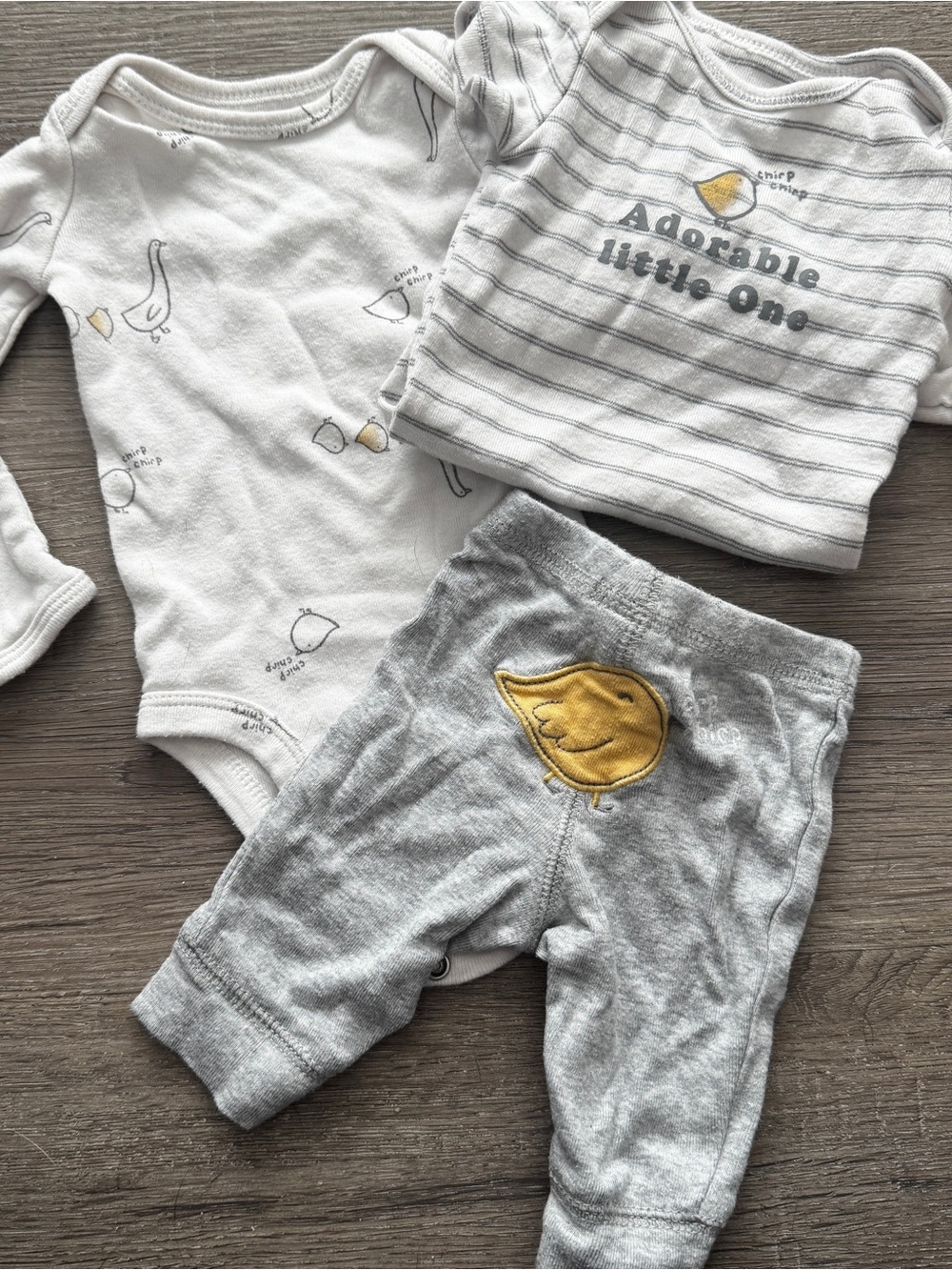 Neutral Baby 3-Piece Set with Yellow Chick Accent